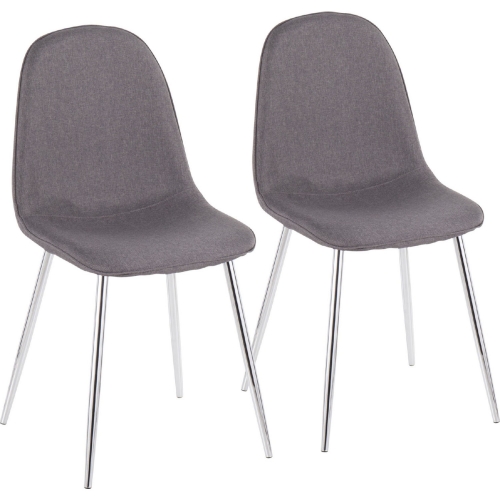 Pebble Accent Chair in Charcoal Fabric & Chrome (Set of 2)